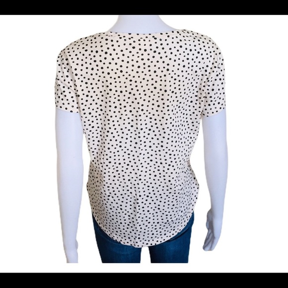 H&M Basic Polka Dot Print Tee/Top With Round Neck & Cap Sleeves Ivory Size Small - Picture 4 of 12